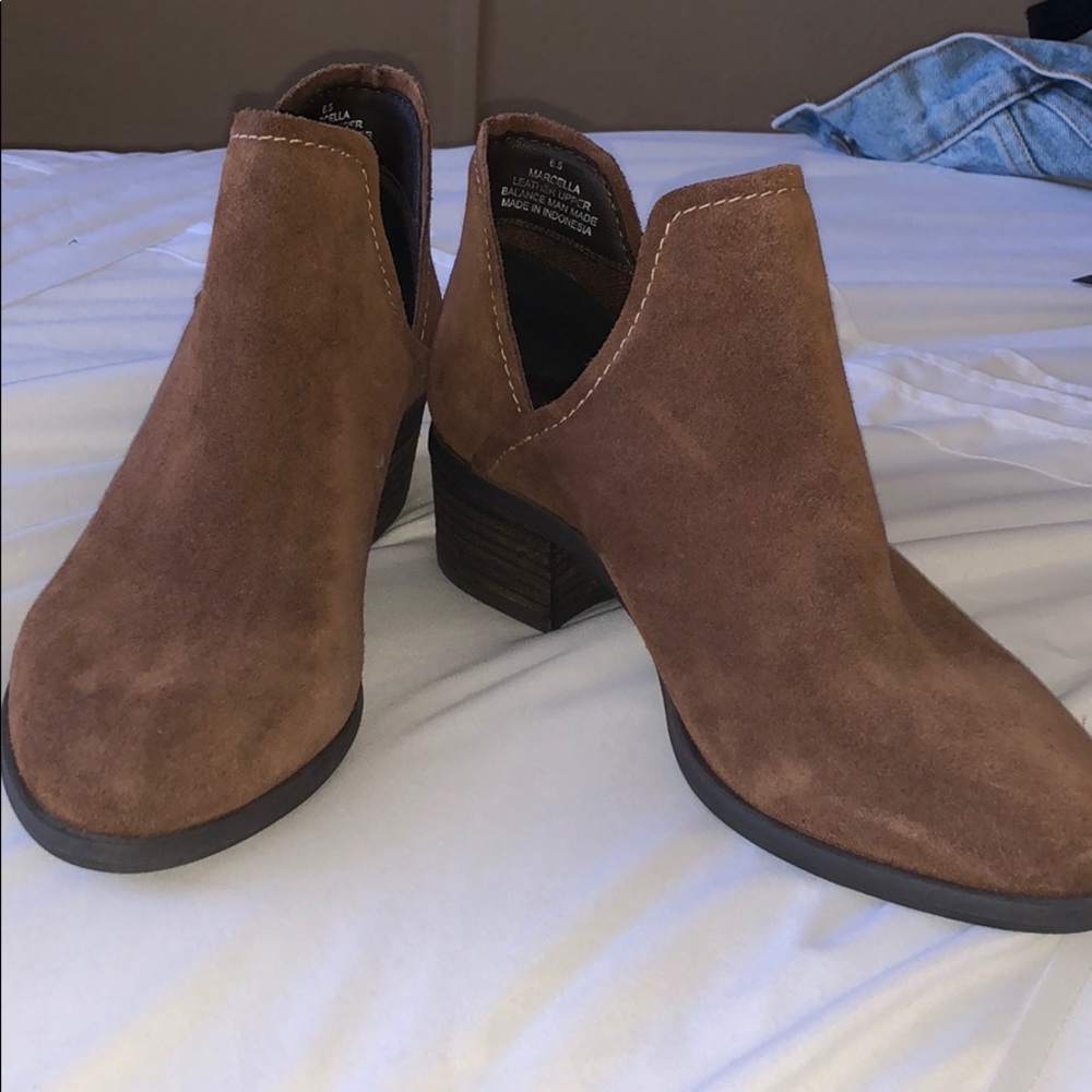 Brown suede booties